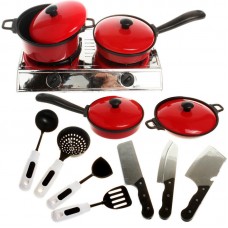 13PCS Cook Ware Toy House Kitchen Pretend Play Utensils Cooking Pots Pans Food Dishes